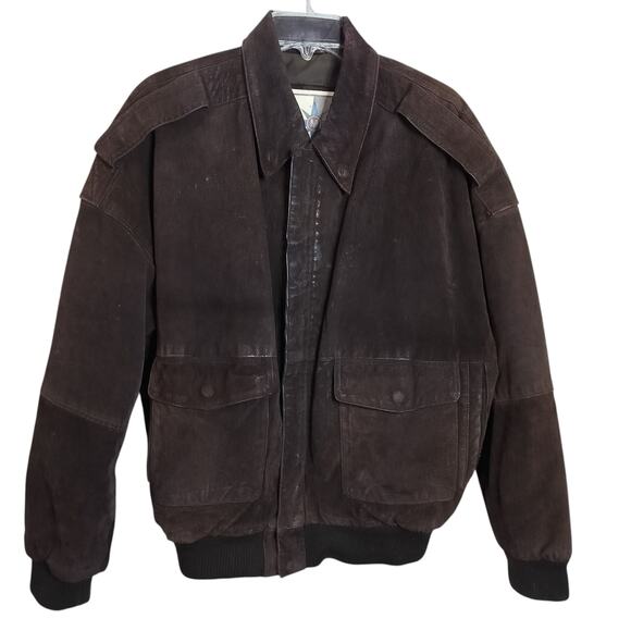Middlebrook Park Other - M813)Vtg Middlebrook Park Brown Suede Leather Pockets Full Zip Bomber Jacket S